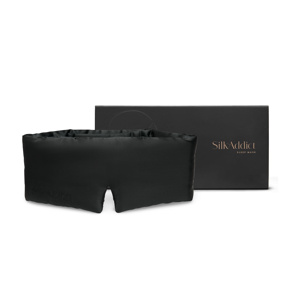 image 1 of Silk Addict 100% Mulberry Silk Sleep Mask – Black | Black | 1