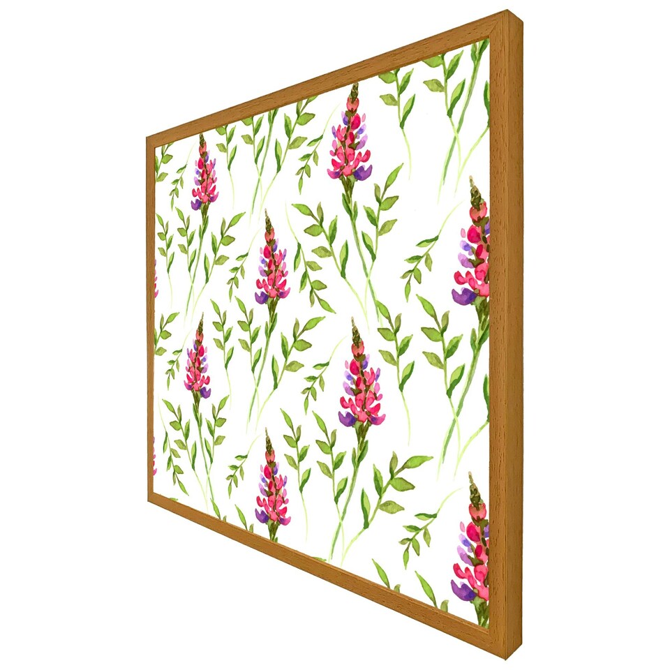 image 1 of Pink & green leaves (Picture Frame) Brown | Oak | XL
