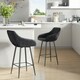 image 2 of HOMCOM Bar Stools Set of 2 Velvet-Touch Fabric Counter Bar Chairs Dark Grey