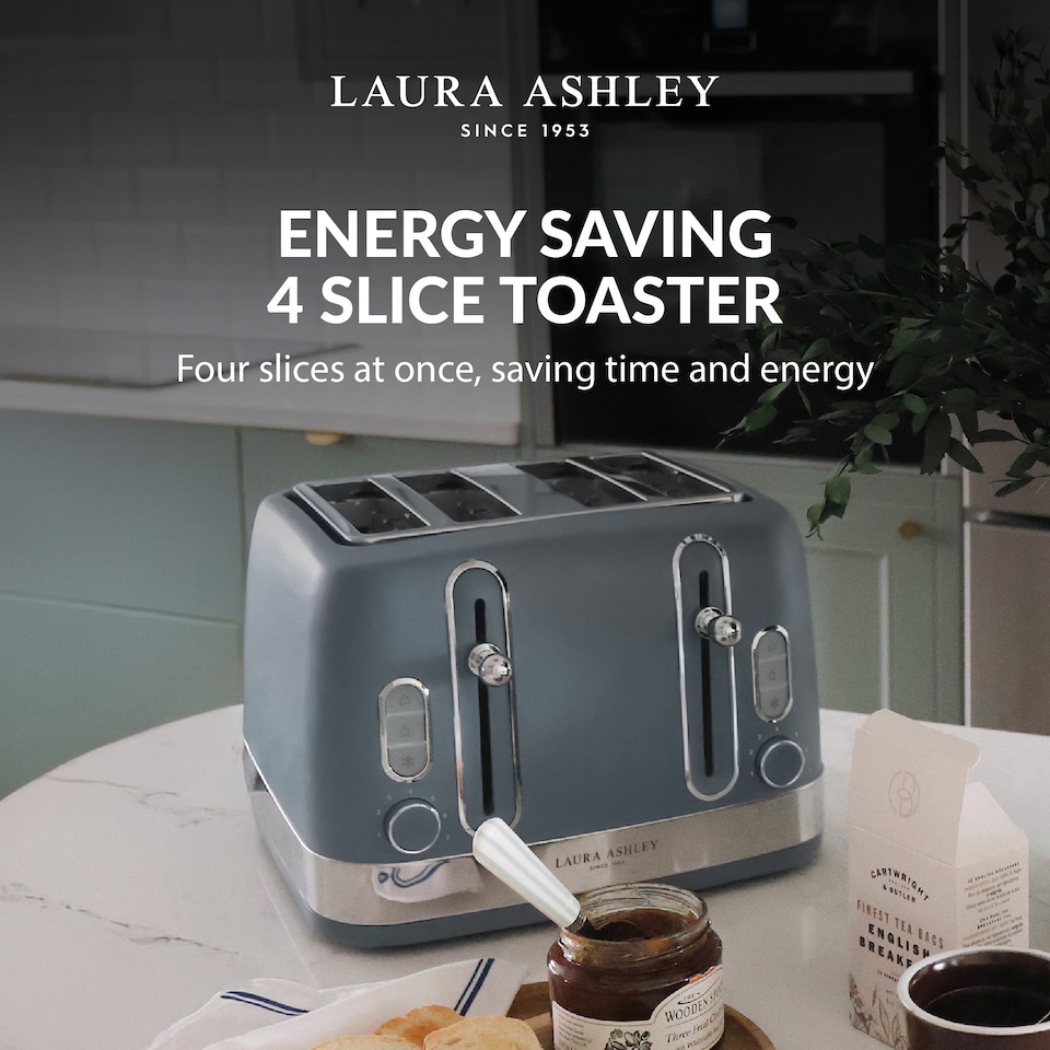 image 1 of Laura Ashley - Dark Slate 4 Slice Toaster - 7 Browning Levels - 1850W