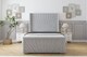 image 1 of Sloomy Rutherford Silver Plush Bed Frame With 50"  Upholstered Wingback Headboard 4' Small Double