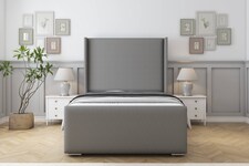 Sloomy Devonshire Pewter Dumfries Bed Frame With 50" Upholstered Wingback Headboard 4'6 Double