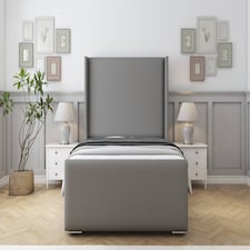 Sloomy Devonshire Pewter Dumfries Bed Frame With 50" Upholstered Wingback Headboard 4'6 Double