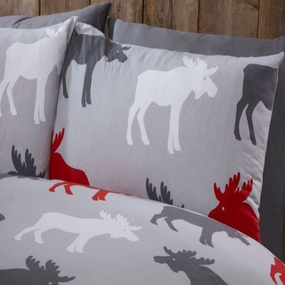image 1 of Moose Cotton Bed Cover Duvet Cover Set Grey | King