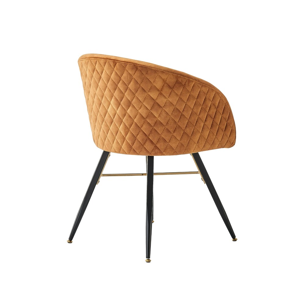 image 1 of Single Vittorio Velvet Dining Chair with Black Metal Legs, Quilted Design Modern Accent Chair | Yellow
