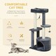image 5 of PawHut 100cm Cat Tower Condo with House Sisal Scratching Post Perches Grey