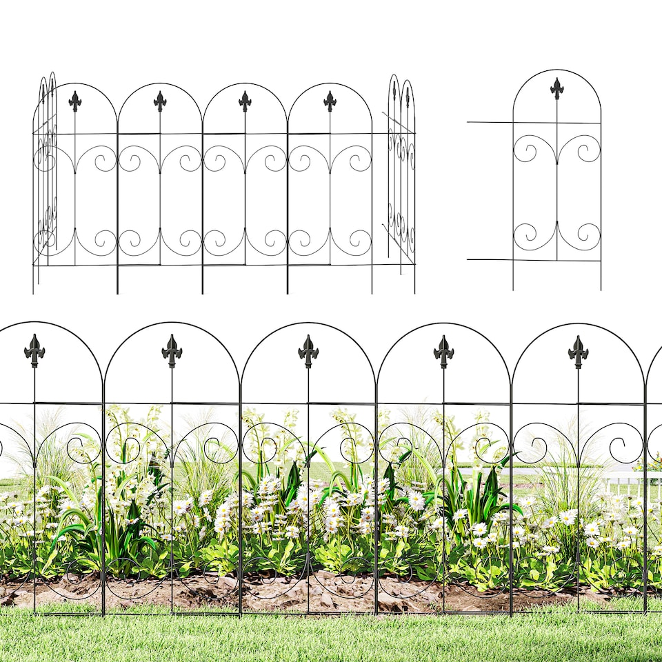 image 1 of Outsunny Decorative Garden Fencing 8PCs 44in x 12.5ft Metal Border Edging