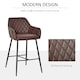 image 4 of HOMCOM Retro Style Bar Chairs Set of 2 with Footrest Solid Frame PU