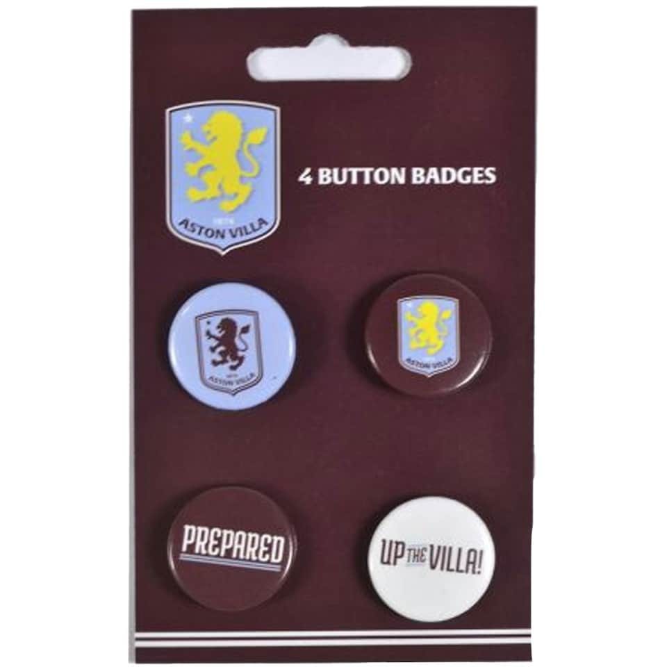 image 1 of Aston Villa FC Crest Badge (Pack of 4) - Blue/Claret/Yellow - One Size