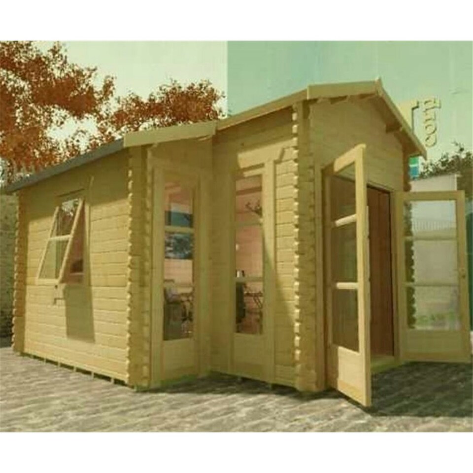 image 1 of 14ft x 14ft (4.26m x 4.26m) Elvis 44mm Wooden Log Cabin (19mm Tongue and Groove Floor and Roof) (14 x 14) (14x14)