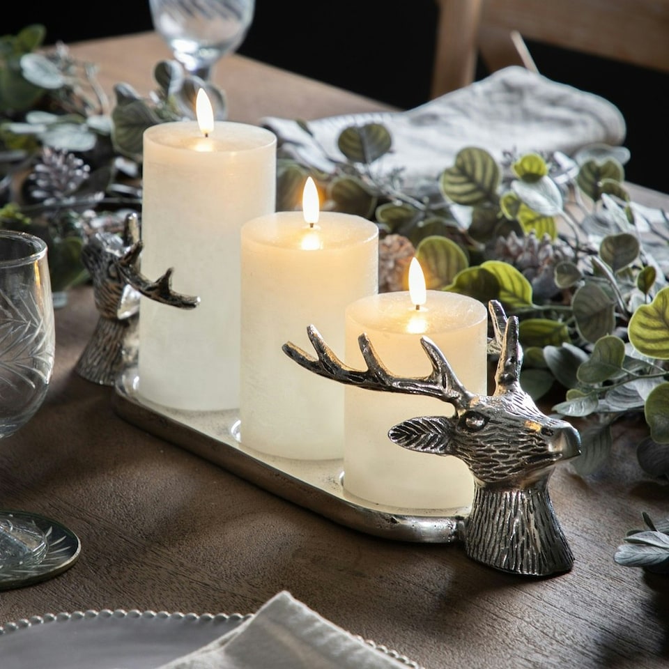 image 1 of Candle Holder: 3 Candle Stag Candle Holder, Aluminum Chrome