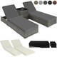 image 8 of Sun Lounger Set - 2 loungers, 1 side table, aluminium frame, adjustable backrest, rain cover Brown