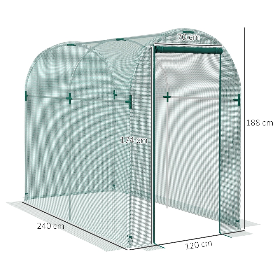 image 1 of Outsunny Fruit Cage, Plant Protection Tent, 1.2 x 2.4 x 1.9m, Green
