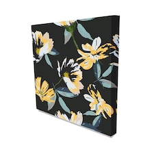 Yellow and Black floral (Canvas Print) 66cm x 66cm