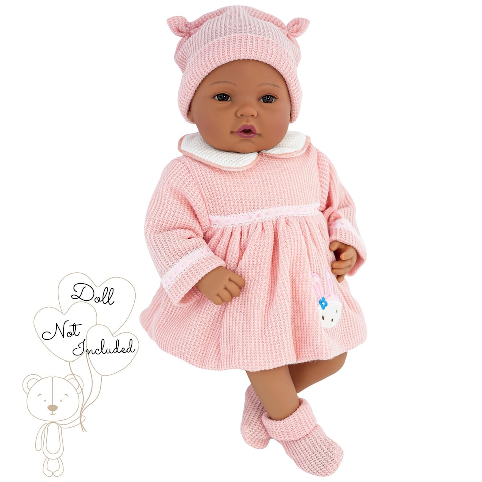 image 1 of BiBi Doll Reborn Baby Girl Clothes Set Pink Bunny Dress Outfit for 20 inch Dolls