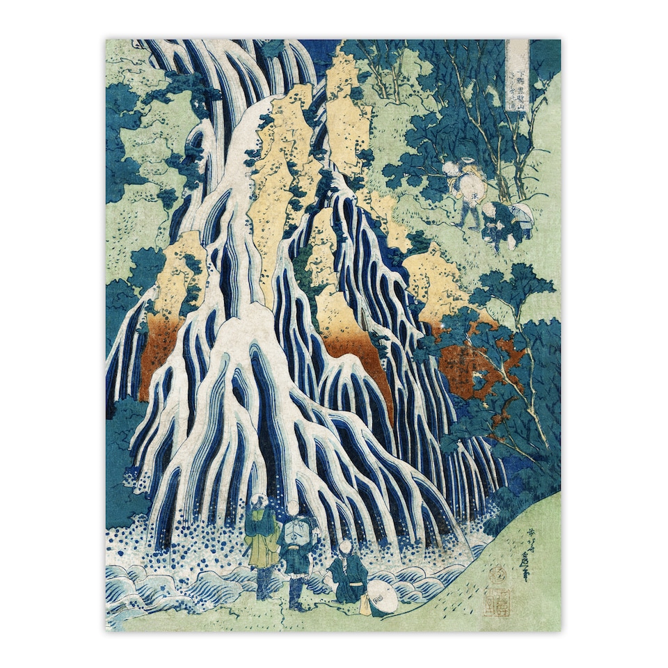 image 1 of Mist Waterfall Mt. Kurokami Vintage Japan Wall Art Print Hokusai 24x32"