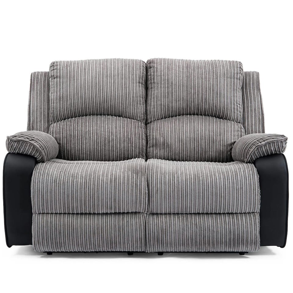 image 1 of Postana 2 Seater Electric High Back Jumbo Cord Fabric Recliner Sofa (Grey)