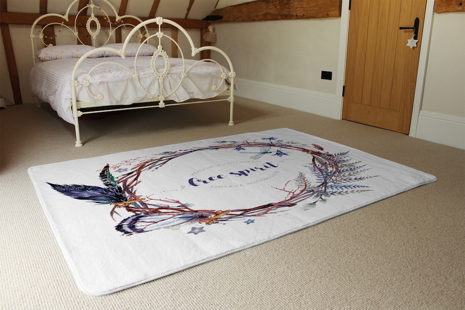 image 1 of Watercolor Boho Wreath Rug | Multi