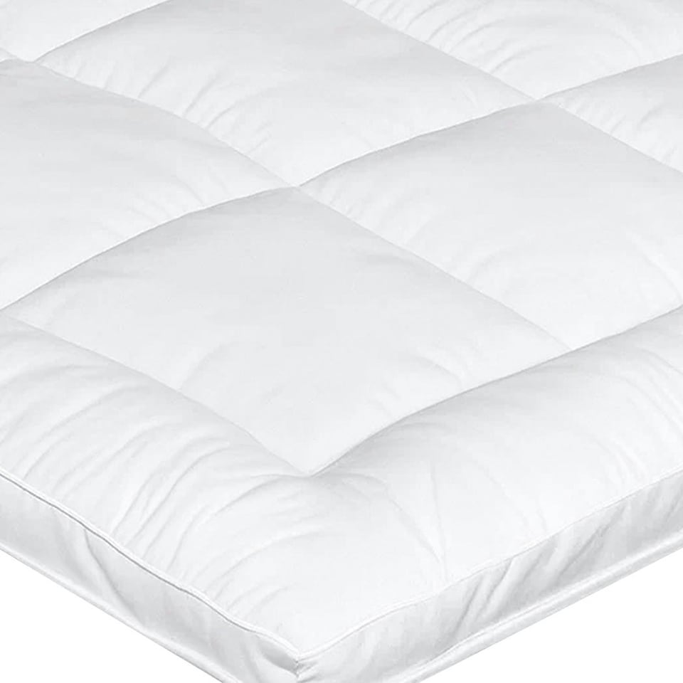 image 1 of Lavio Mattress Topper Single 10CM Deep Washable Thick Soft Microfibre with Strap White | Single