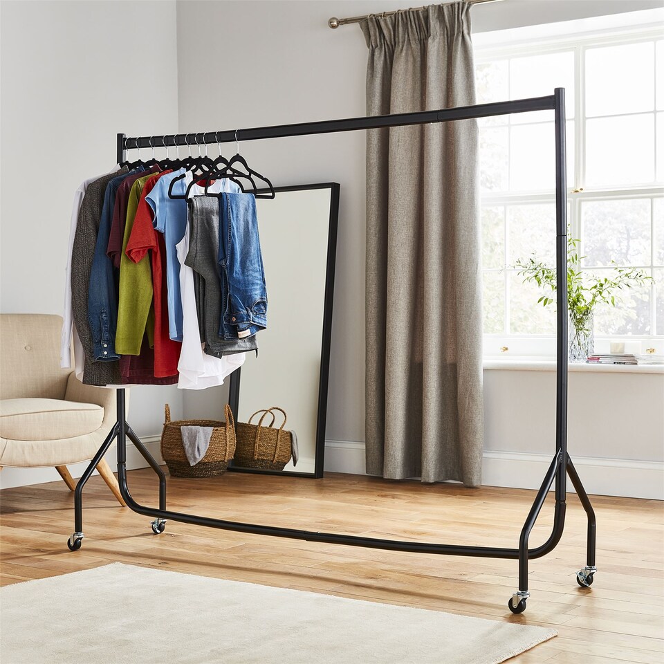 image 1 of House of Home Heavy Duty Clothes Rail Home Shop Garment Hanging Display Stand Rack 6ft | Black