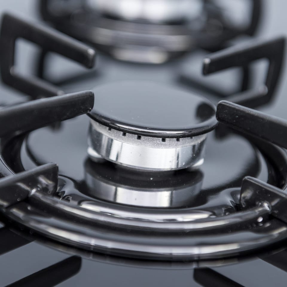 image 1 of SIA GHG612BL 60cm Black 4 Burner Gas On Glass Hob With Enamel Pan Stands & FFD