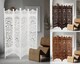 image 5 of 4 Panel Heavy Duty Carved  Screen Wooden Lotus Design Room Divider White 200 x 180 cm | White | White | 200 x 180 cm