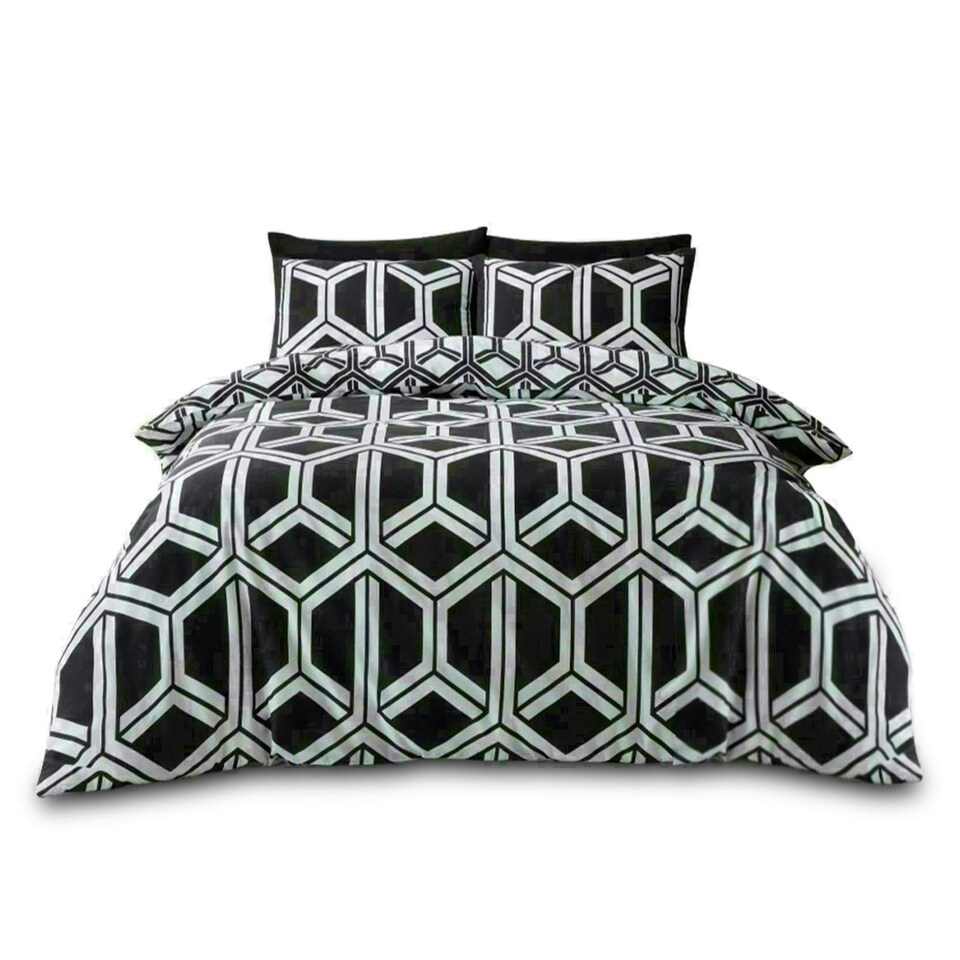 image 1 of Hendrix Geometric Duvet Cover Set Reversible Polycotton Beddings Multi | Single