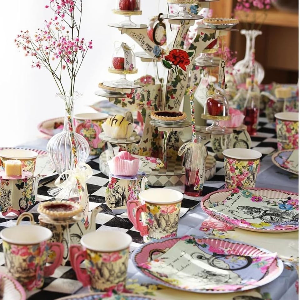 image 1 of Talking Tables Alice Wonderland Tea Party Tableware Set - 16 Pack