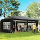 image 2 of Outsunny 3 x 6m Garden Pop Up Gazebo, Height Adjustable Marquee Party Tent with Sidewalls, Storage Bag, Black