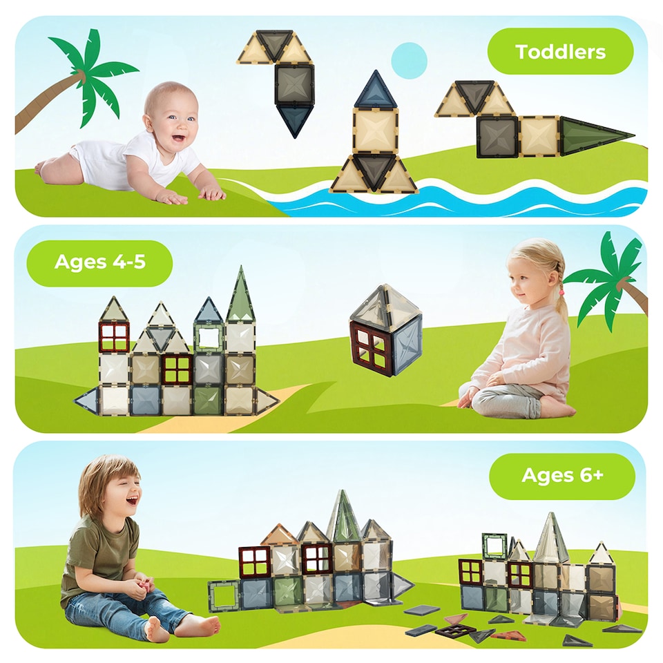 image 1 of Dekko 60pc Magnetic Building Blocks Set STEM Educational Toy for Kids | Multi | Nature