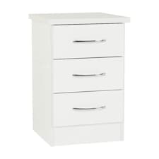 Nevada 3 Drawer Bedside Cabinet White