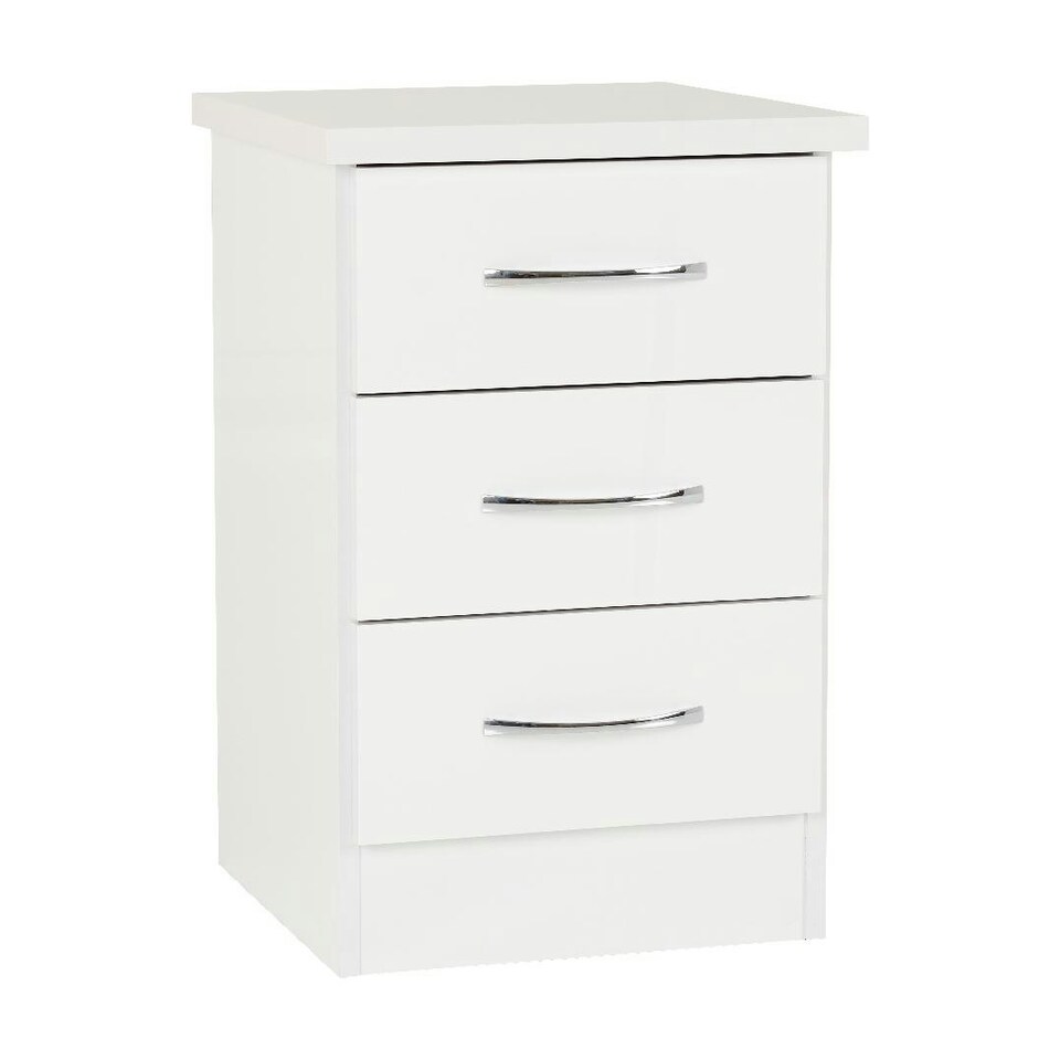 image 1 of Nevada 3 Drawer Bedside Cabinet White