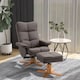 image 2 of HOMCOM PU Leather Swivel Recliner Chair with Footstool, Wooden Base and Storage for Living Room, Brown