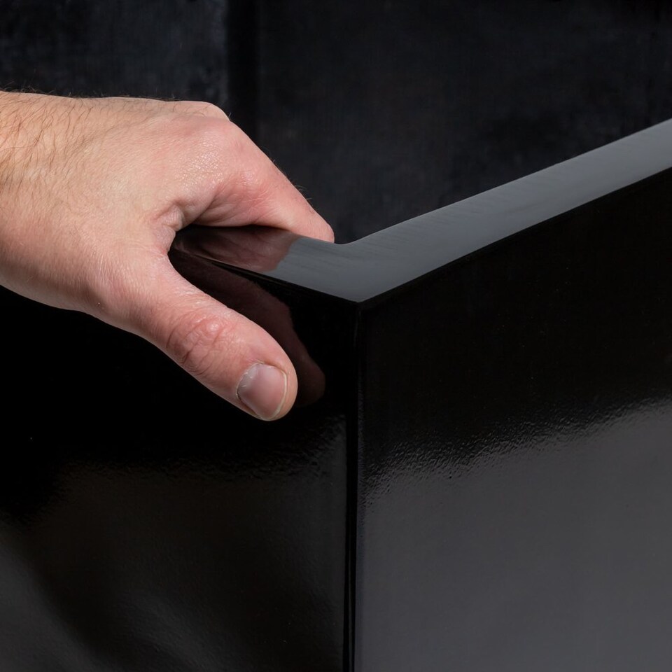 image 1 of Primrose Black Gloss Polystone Square Cube Planter 50cm
