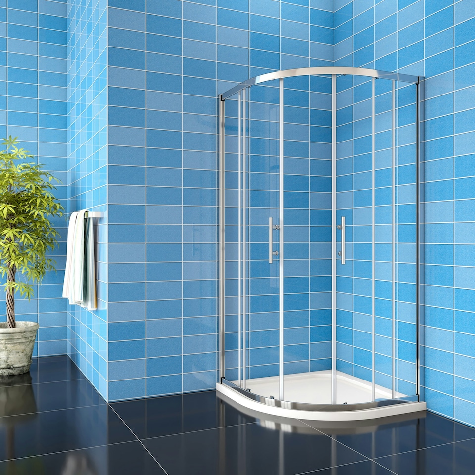 image 1 of Aica Bathrooms 800x800mm Quadrant Shower Enclosure Walk In Corner Cubicle Glass Screen Door Chrome