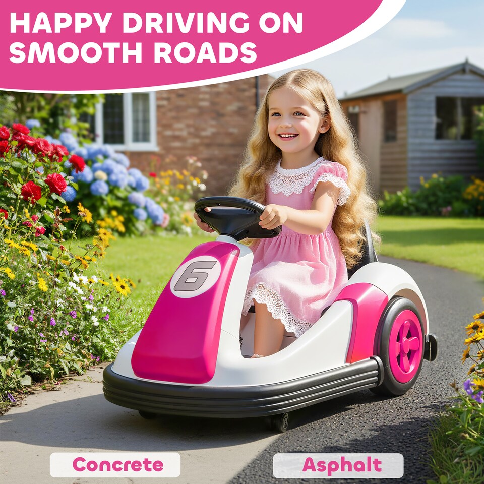 image 1 of AIYAPLAY Kids Bumper Car, Electric Ride-on, 6V 360-Degree Spin Waltzer Car with Dual Motors, Music and Horn for Kids Ages 3-8 Years | Pink
