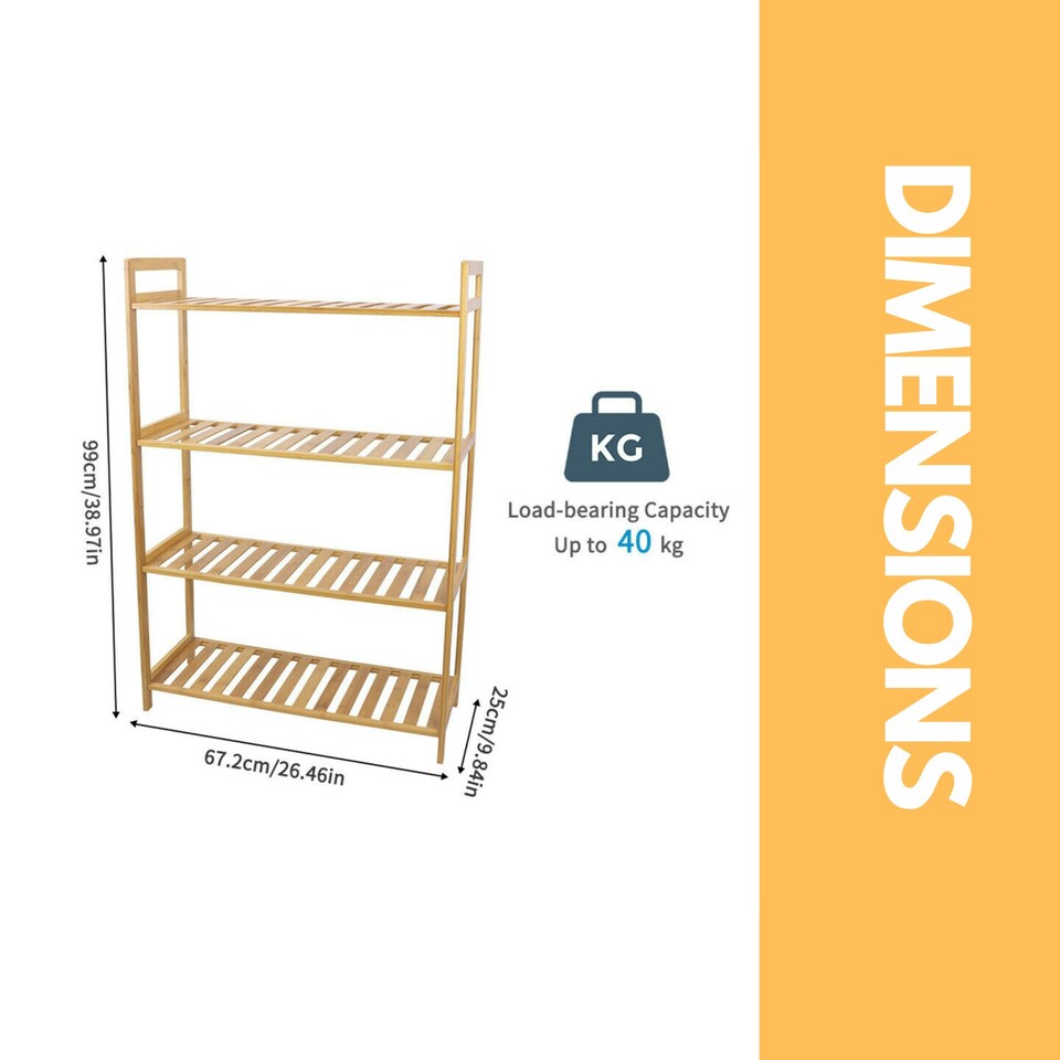 image 1 of 4 Tier Wooden Shelving Rack Brown | One Size