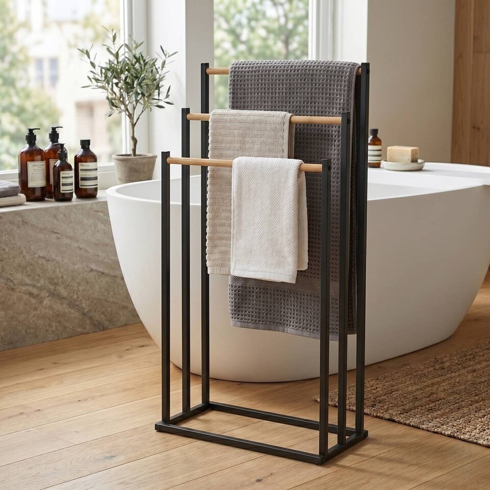 image 1 of 3 Tier Freestanding Towel Rack Bathroom Stand Holder