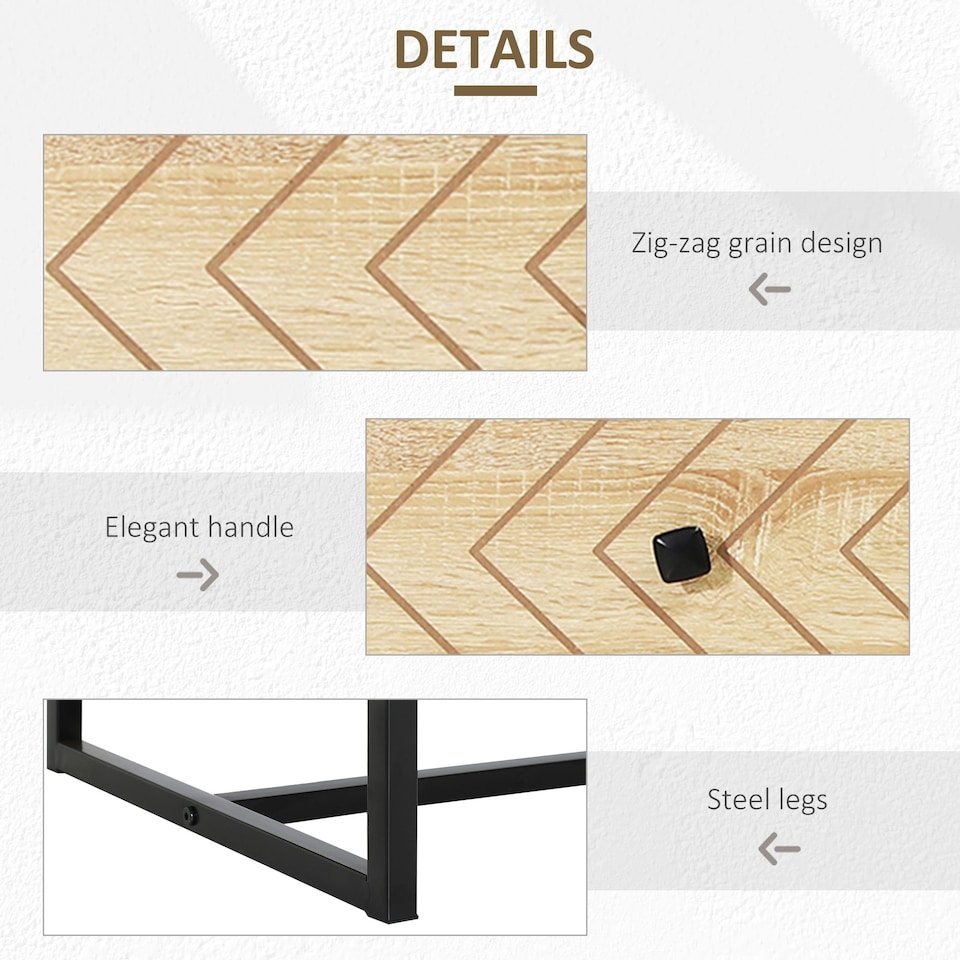 image 1 of HOMCOM Chest Of 6 Drawers Storage Unit 71x120cm Unique Zigzag Design