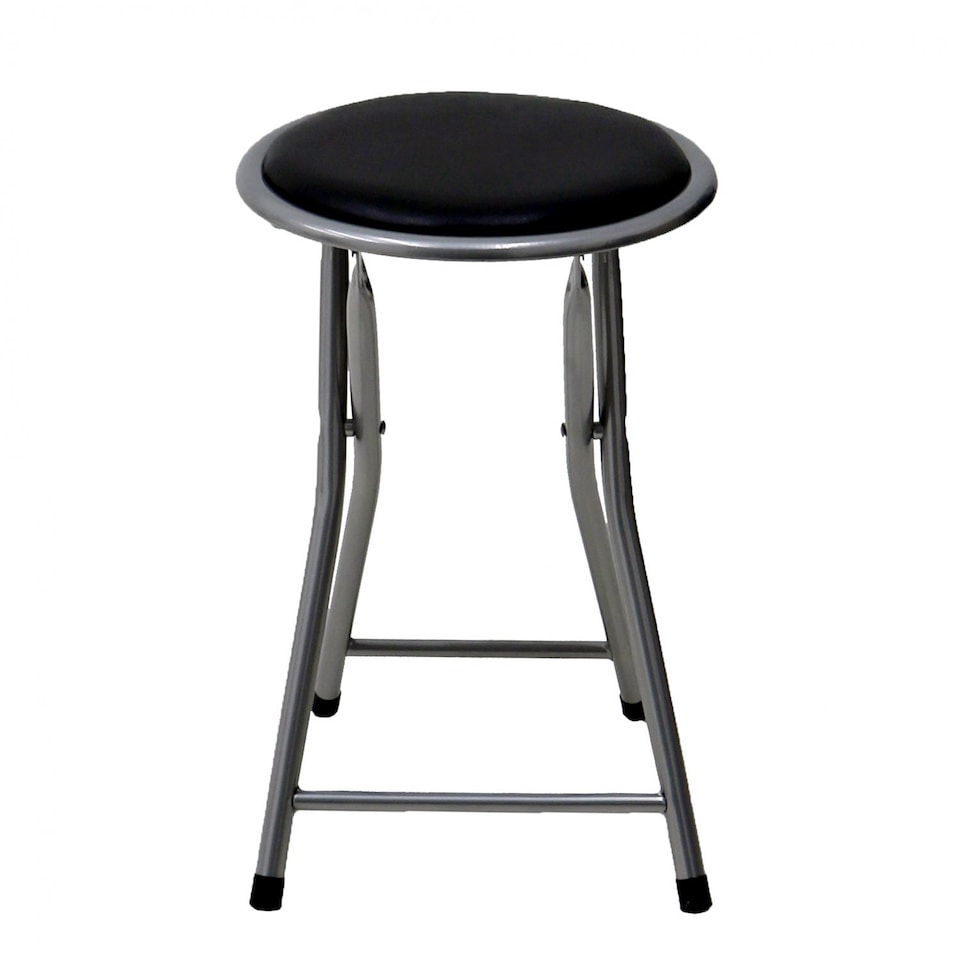 image 1 of Black Padded Folding Breakfast Kitchen Bar Stool Seat | Black