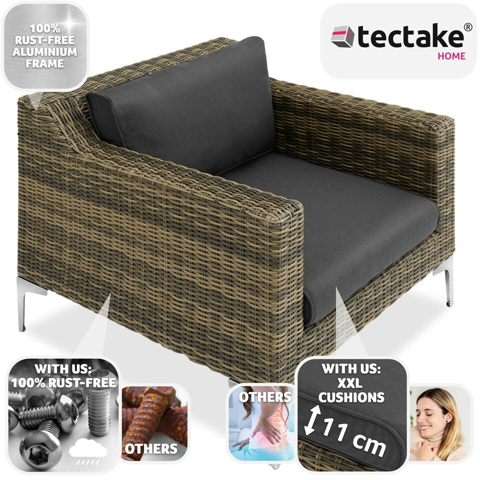 image 1 of Rattan Garden Furniture Villanova - armchair, thick seat cushion, 85 x 89 x 72 cm