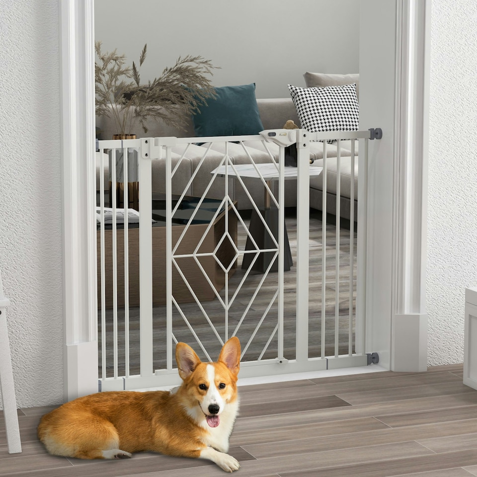 image 1 of Pressure Fit Safety Gate w/ Auto Closing Door, Double Locking, 74-100cm Openings