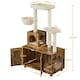 image 3 of Yaheetech Litter Box Enclosure with Cat Tree Tower Brown | Rustic Brown/Beige | One Size