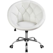 Yaheetech Tufted Leisure Office Chair  Adjustable Height White