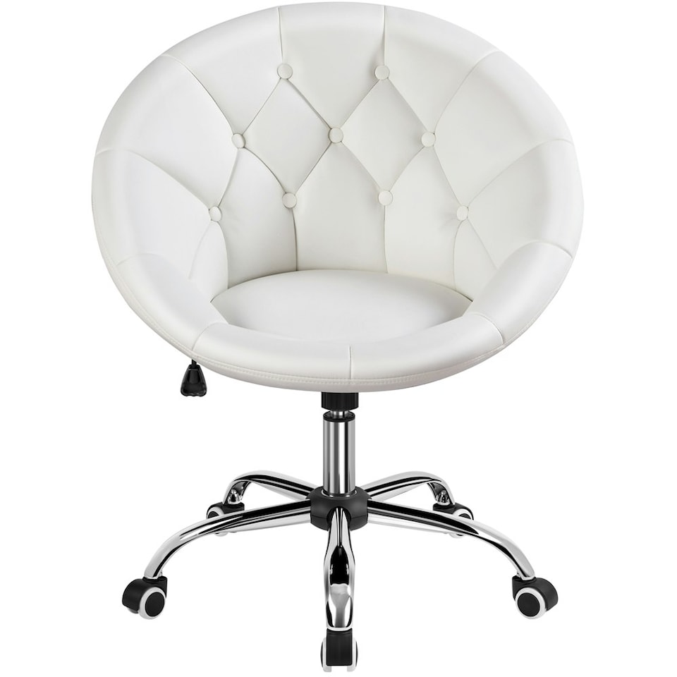 image 1 of Yaheetech Tufted Leisure Office Chair Adjustable Height White