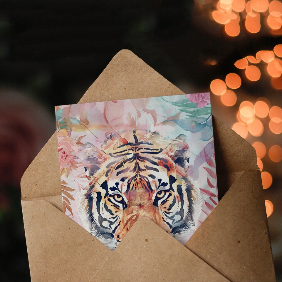 image 1 of You Got This Bohemian Tiger Floral Watercolour Good Luck Card
