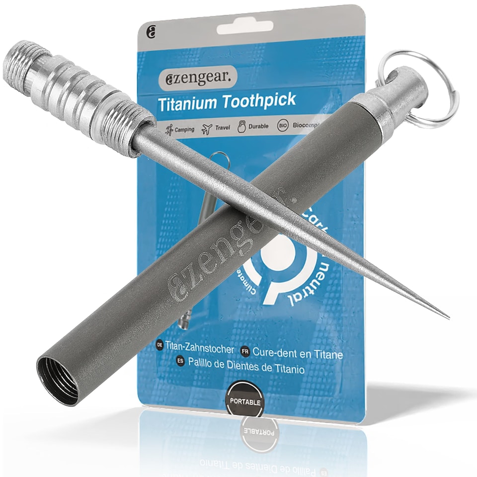 image 1 of aZengear Titanium Toothpick EDC and Keyring - Portable, Reusable for Travel