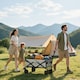 image 7 of Outsunny Folding Outdoor Storage Trolley Cart Bag Telescopic Handle Brakes Grey