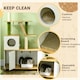 image 5 of PawHut 2-in-1 Hidden Litter Box with Green Leaf Cat Tree, Indoor - Oak