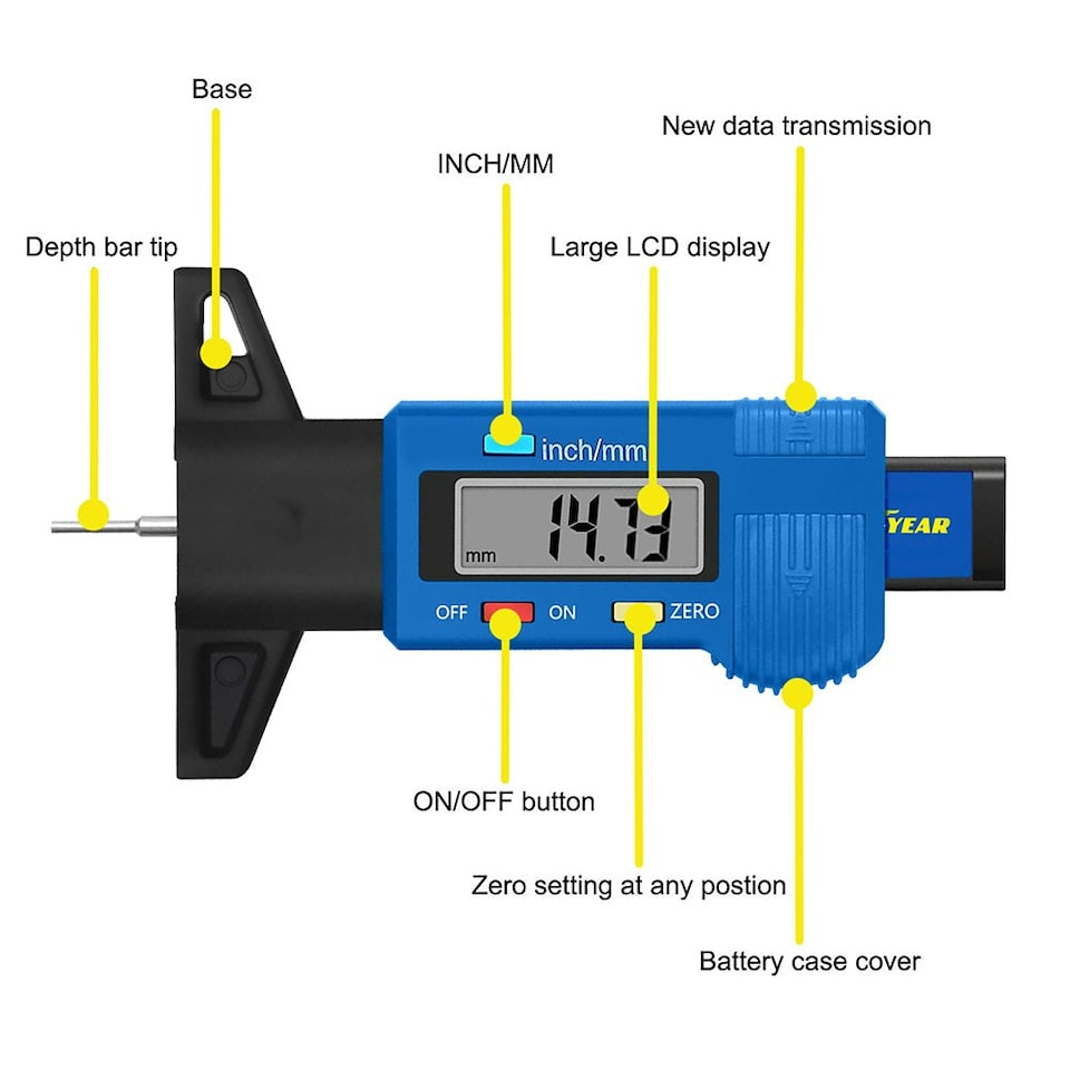 image 1 of Goodyear Digital Tyre Tread Depth Gauge Measuring Tool Car Van Trucks MOT